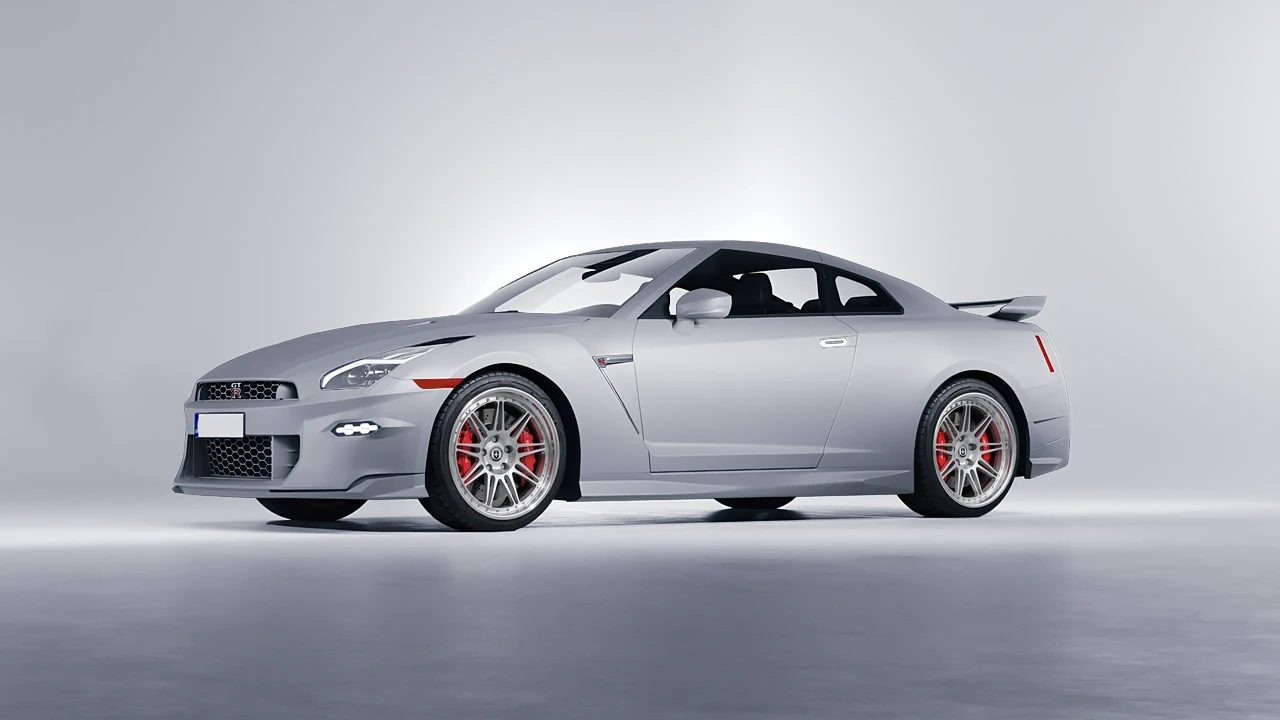 Nissan GT-R 2024 on HRE Performance Wheels 301 forged wheels, front three-quarter view