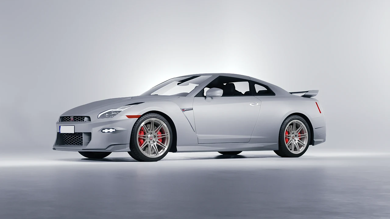 Nissan GT-R 2024 on HRE Performance Wheels 301M forged wheels, front three-quarter view