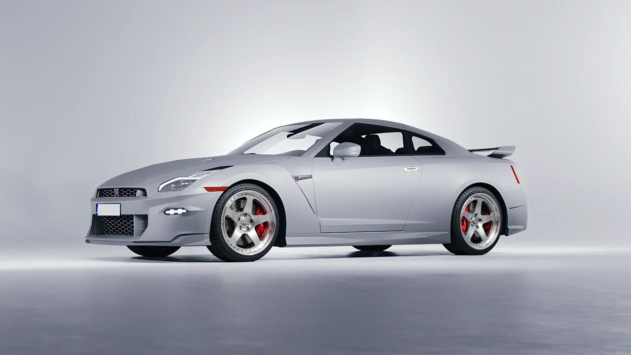 Nissan GT-R 2024 on HRE Performance Wheels 305 forged wheels, front three-quarter view