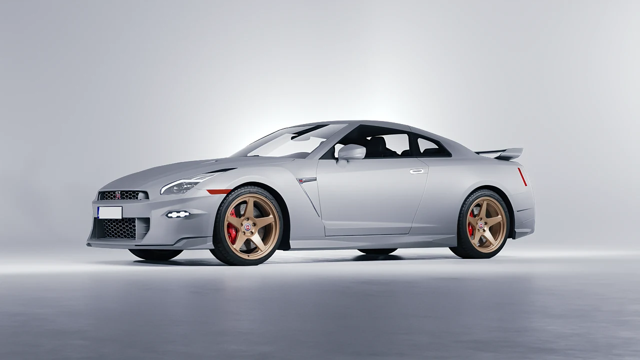 Nissan GT-R 2024 on HRE Performance Wheels 305-GTS forged wheels, front three-quarter view