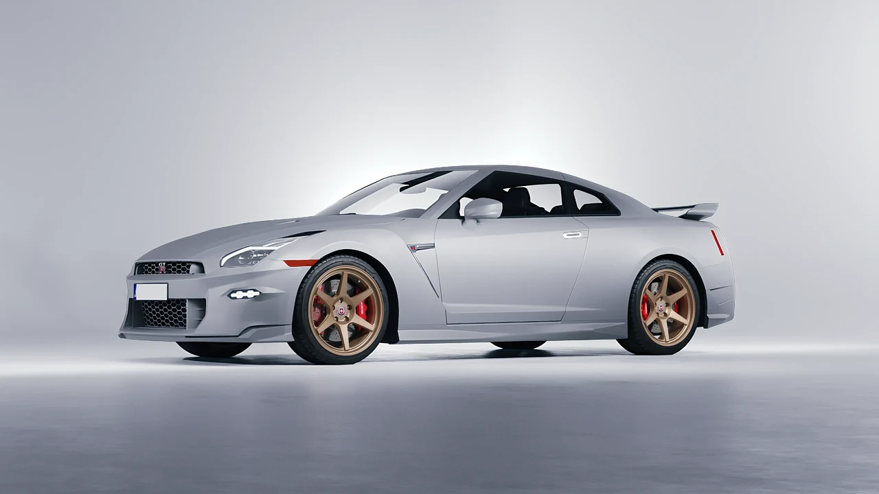 Nissan GT-R 2024 on HRE Performance Wheels 306-GTS forged wheels, front three-quarter view