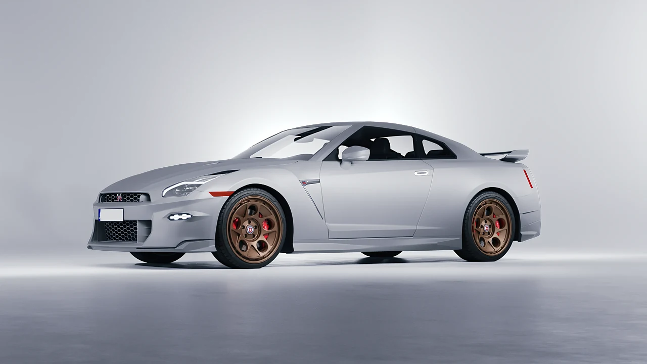 Nissan GT-R 2024 on HRE Performance Wheels 454-GTM forged wheels, front three-quarter view