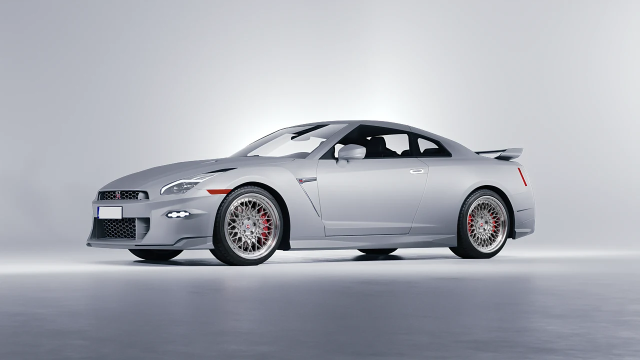 Nissan GT-R 2024 on HRE Performance Wheels 501 forged wheels, front three-quarter view