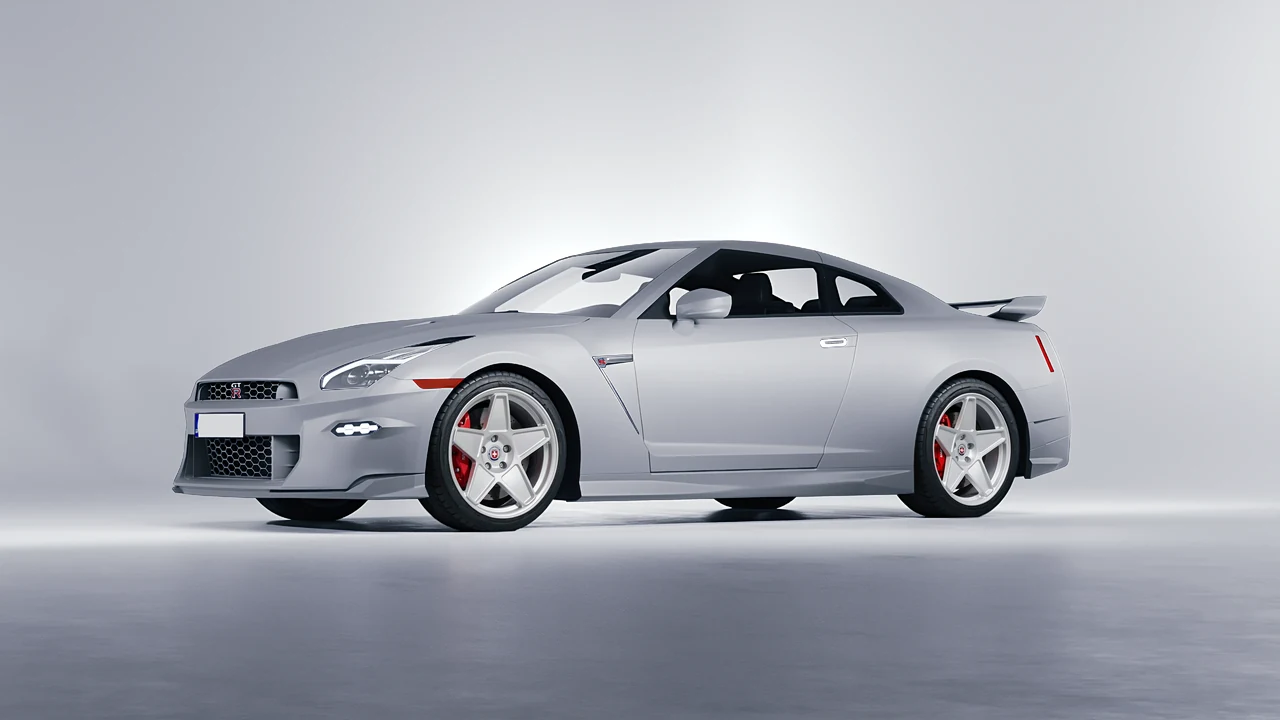 Nissan GT-R 2024 on HRE Performance Wheels 505M forged wheels, front three-quarter view