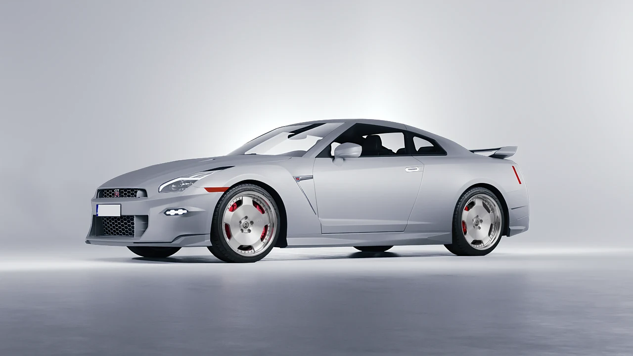 Nissan GT-R 2024 on HRE Performance Wheels 544 forged wheels, front three-quarter view