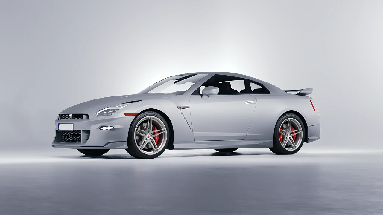Nissan GT-R 2024 on HRE Performance Wheels P107 forged wheels, front three-quarter view