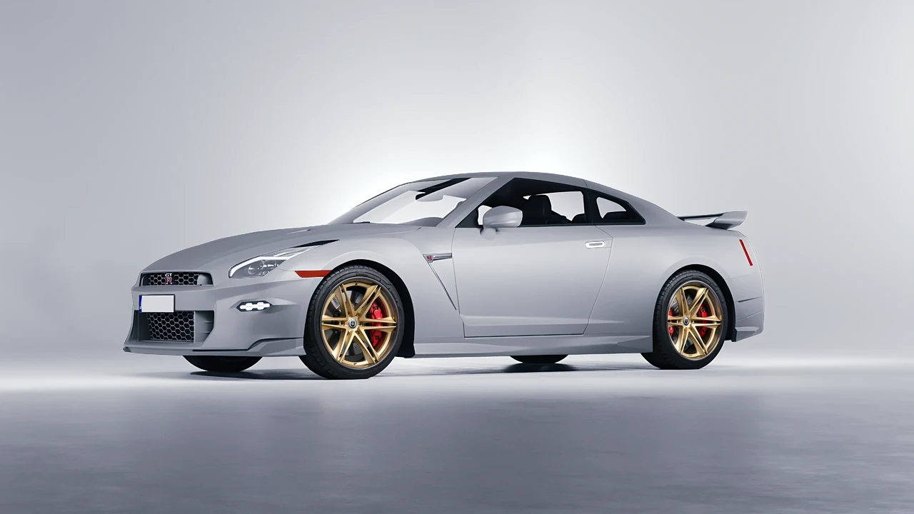 Nissan GT-R 2024 on HRE Performance Wheels S267H forged wheels, front three-quarter view