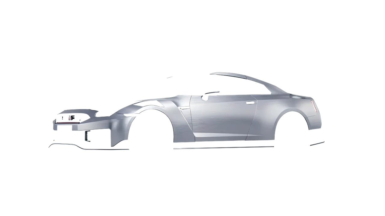 Nissan GT-R Nismo 2024 wrapped in Brushed Aluminum (Avery Dennison SW900-812-X), front three-quarter view