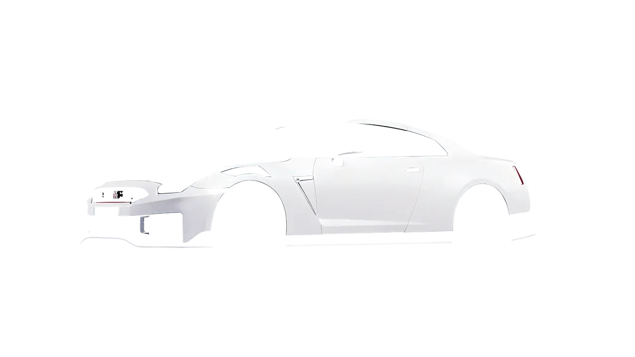 Nissan GT-R Nismo 2024 wrapped in Carbon Fiber White (Avery Dennison SW900-115-X), front three-quarter view