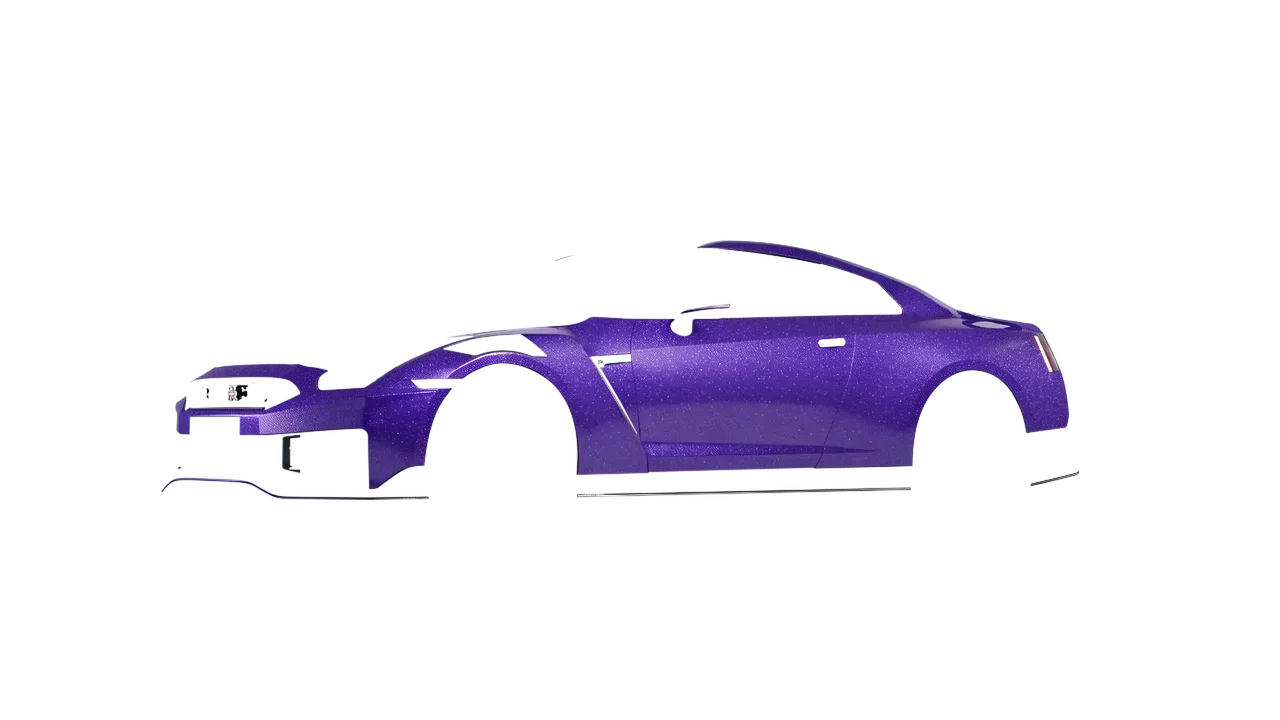 Nissan GT-R Nismo 2024 wrapped in Purple (Avery Dennison SW900-587-D), front three-quarter view