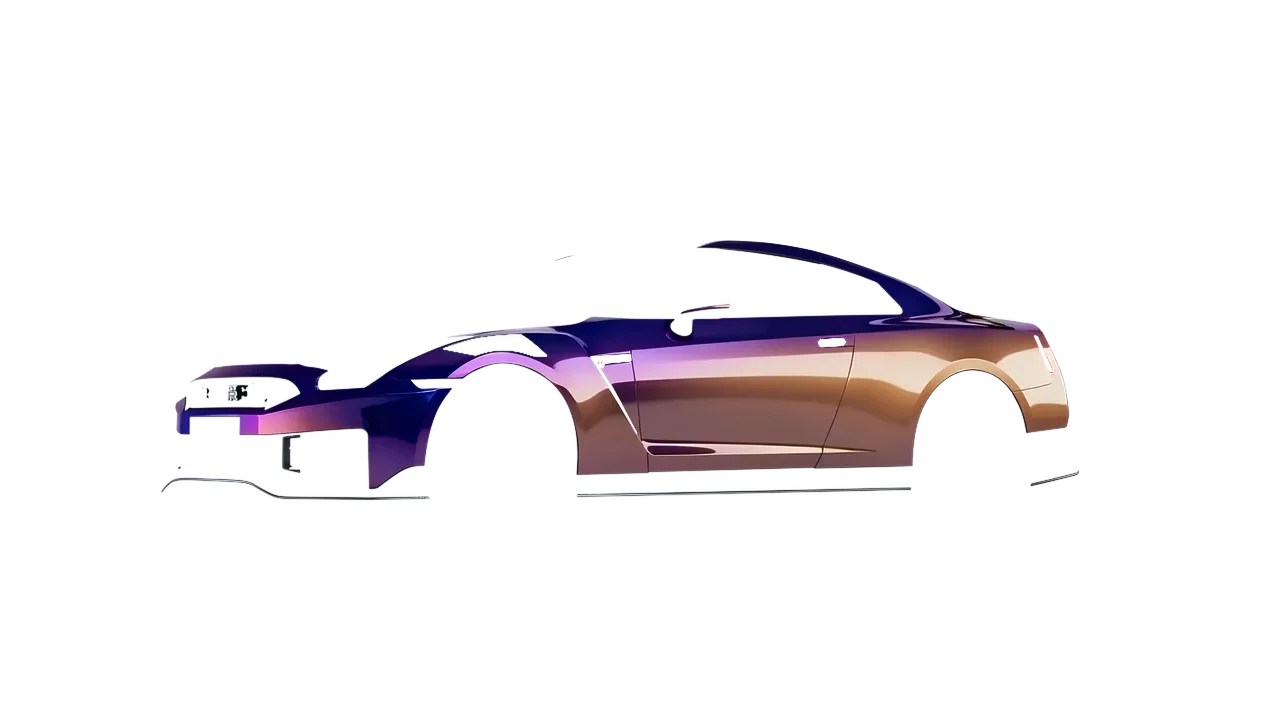 Nissan GT-R Nismo 2024 wrapped in Gloss Flip Deep Space (3M GP278), front three-quarter view