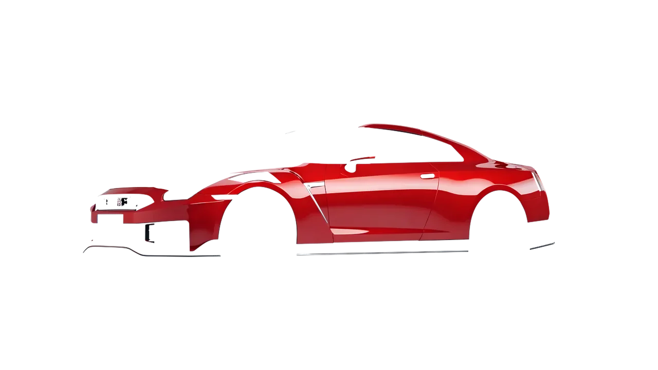 Nissan GT-R Nismo 2024 wrapped in Hot Rod Red (3M G13), front three-quarter view