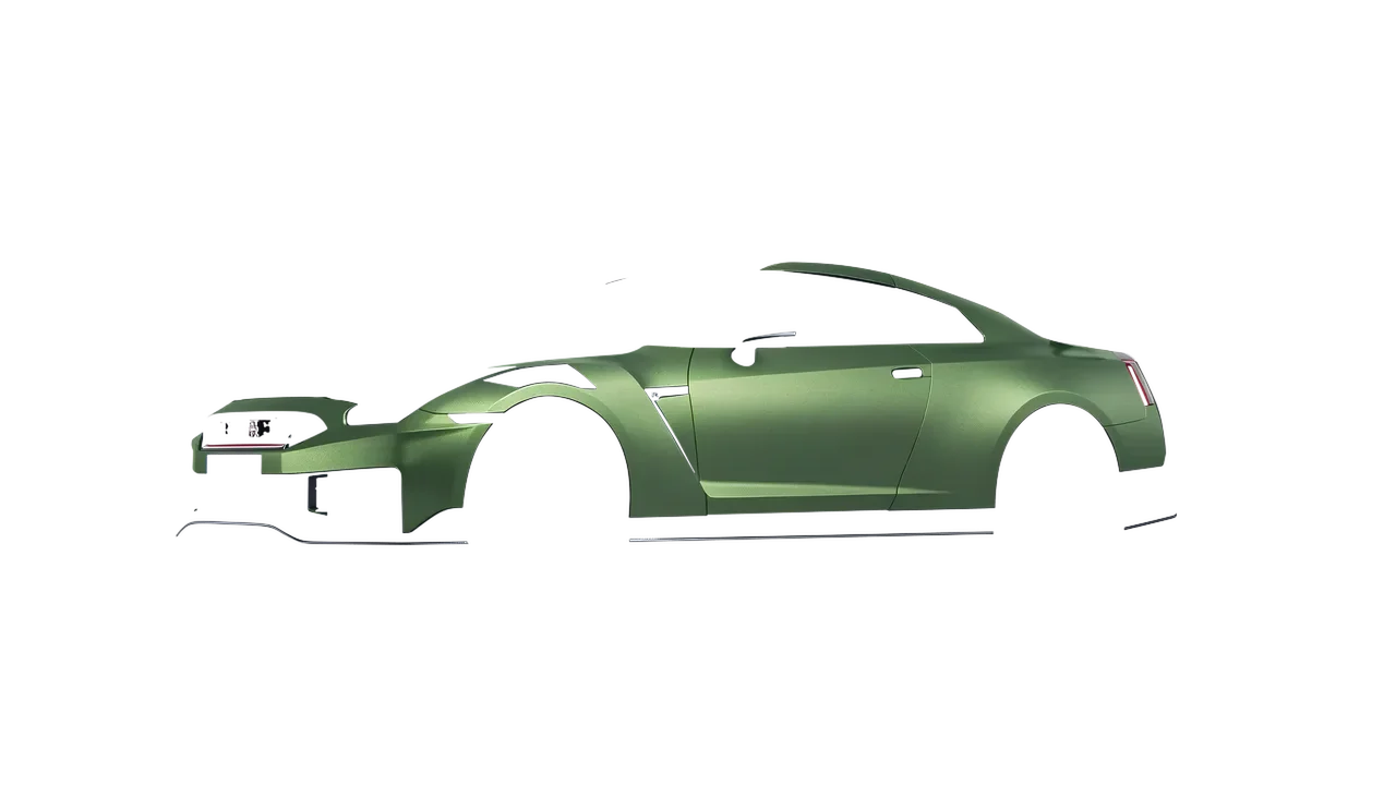 Nissan GT-R Nismo 2024 wrapped in Apple Green (Avery Dennison SW900-745-M), front three-quarter view