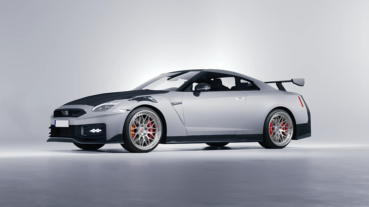 Nissan GT-R Nismo 2024 on HRE Performance Wheels 300 forged wheels, front three-quarter view