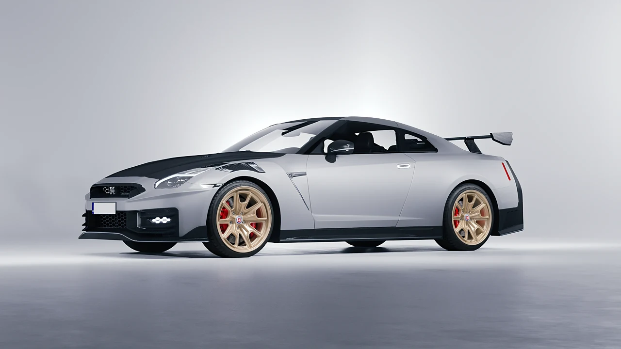 Nissan GT-R Nismo 2024 on HRE Performance Wheels 427M forged wheels, front three-quarter view