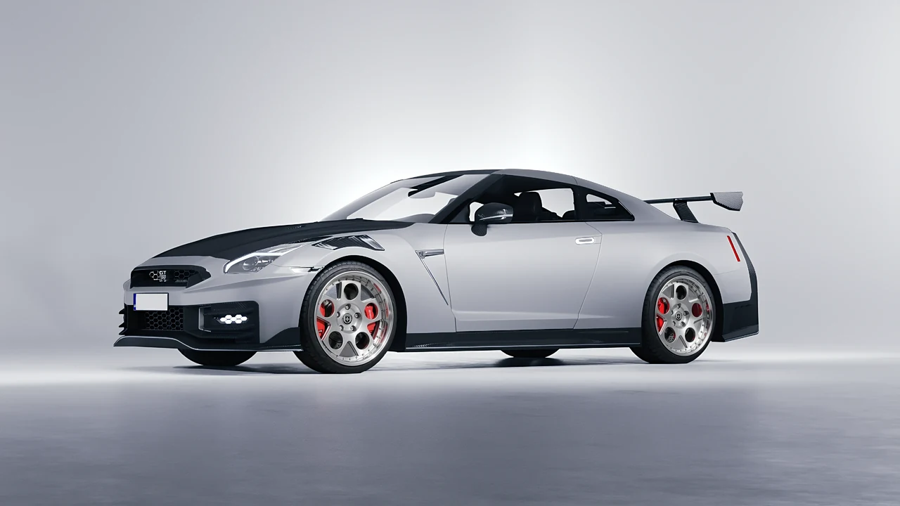 Nissan GT-R Nismo 2024 on HRE Performance Wheels 454 forged wheels, front three-quarter view