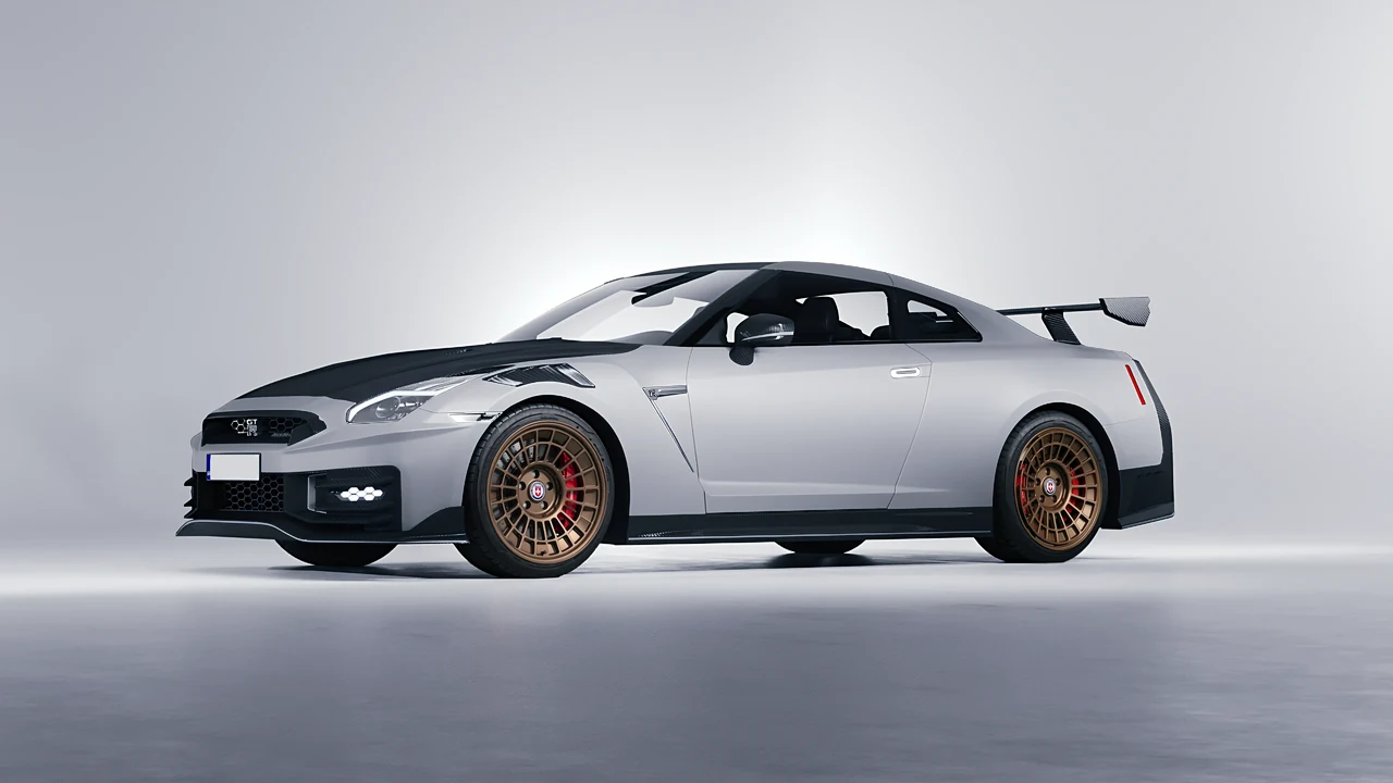 Nissan GT-R Nismo 2024 on HRE Performance Wheels 515-GTM forged wheels, front three-quarter view