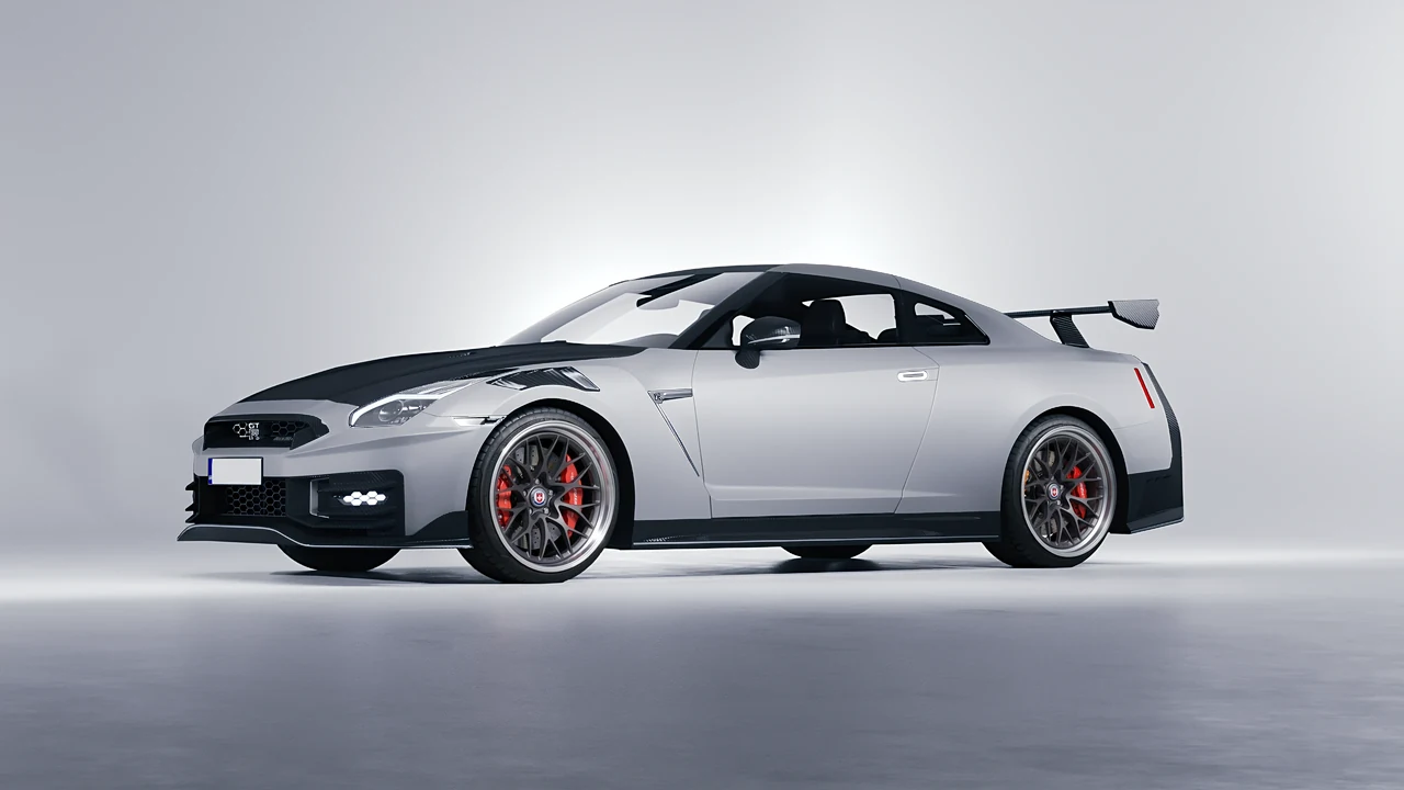 Nissan GT-R Nismo 2024 on HRE Performance Wheels 520 forged wheels, front three-quarter view