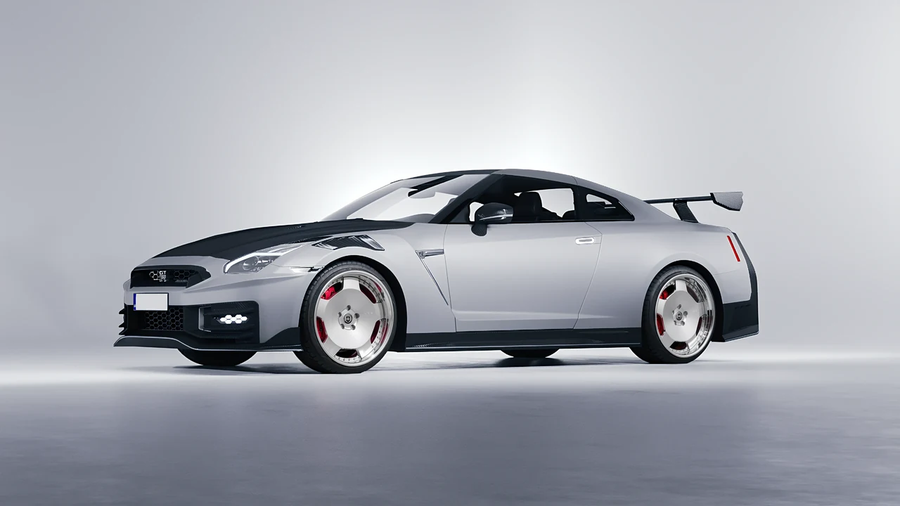 Nissan GT-R Nismo 2024 on HRE Performance Wheels 544C forged wheels, front three-quarter view
