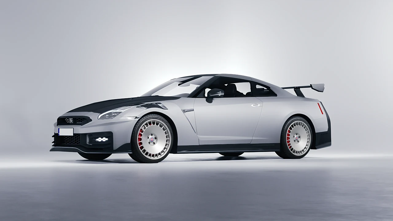 Nissan GT-R Nismo 2024 on HRE Performance Wheels 935M forged wheels, front three-quarter view
