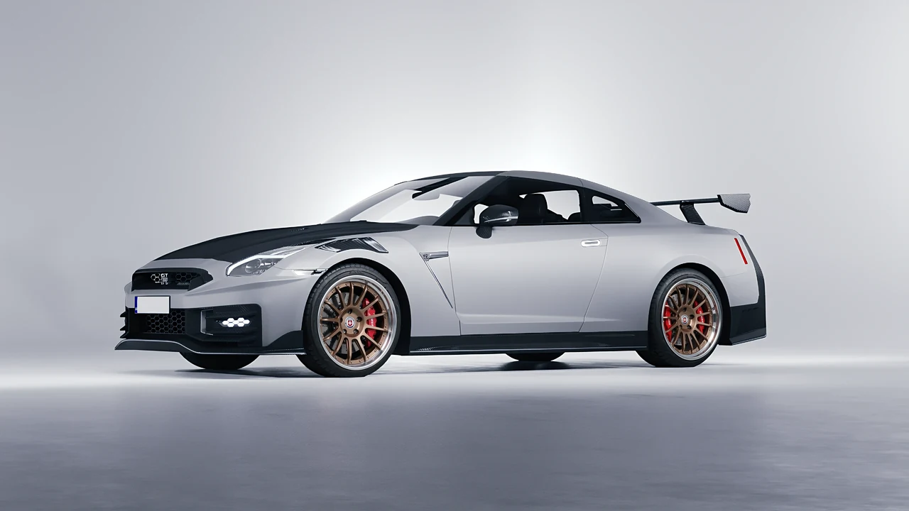 Nissan GT-R Nismo 2024 on HRE Performance Wheels C109 forged wheels, front three-quarter view