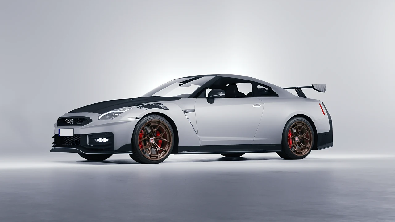 Nissan GT-R Nismo 2024 on HRE Performance Wheels P301 forged wheels, front three-quarter view