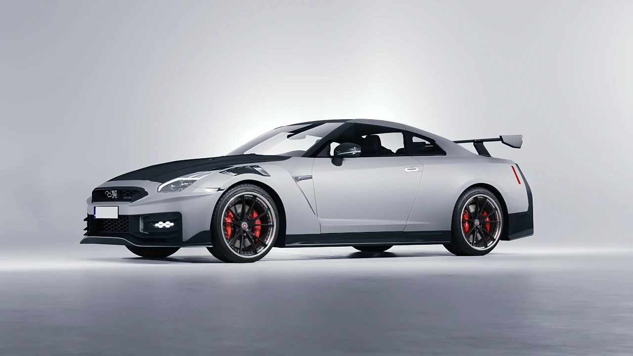 Nissan GT-R Nismo 2024 on HRE Performance Wheels S104 forged wheels, front three-quarter view