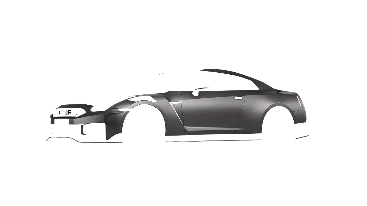 Nissan GT-R Nismo 2024 wrapped in Black Rock Grey (Avery Dennison SW900-823-M), front three-quarter view