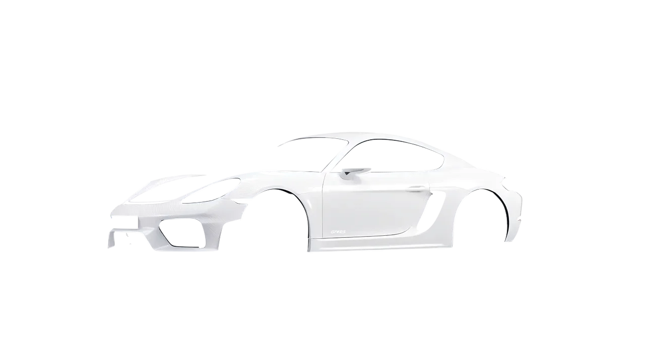 Porsche 718 Cayman GT4 RS 2022 wrapped in Carbon Fiber White (Avery Dennison SW900-115-X), front three-quarter view