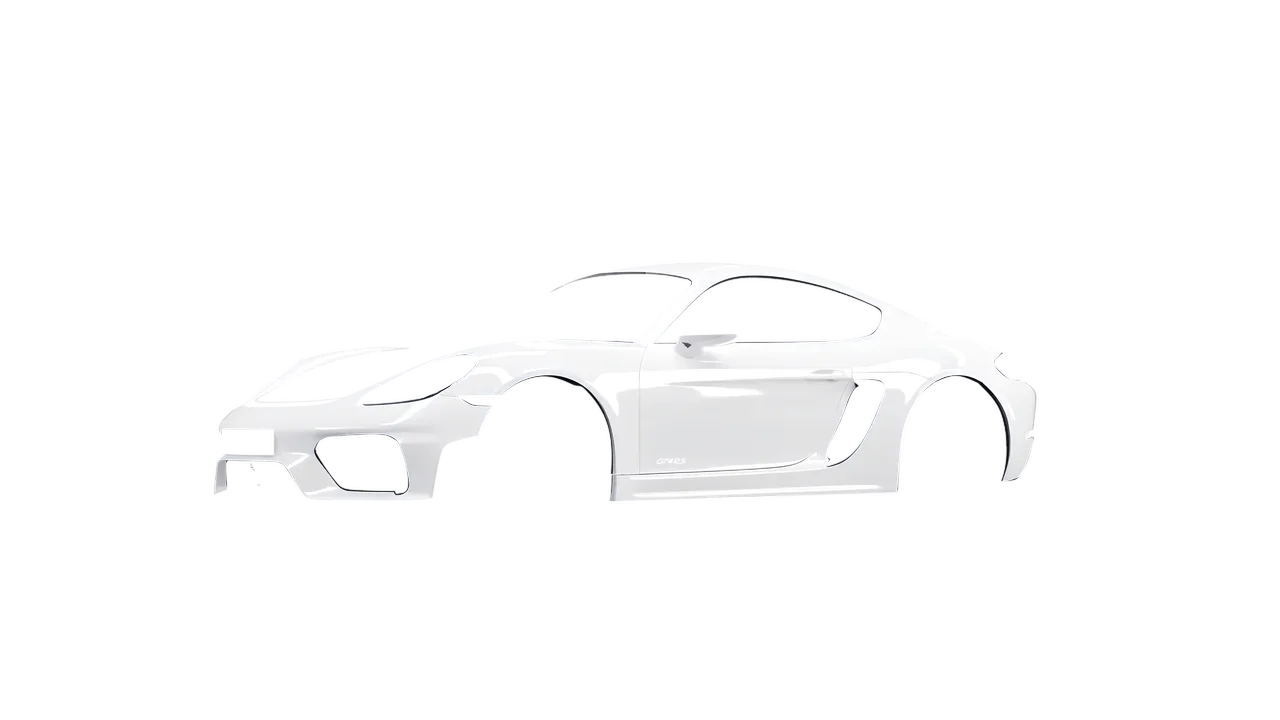 Porsche 718 Cayman GT4 RS 2022 wrapped in Gloss White (3M G10), front three-quarter view