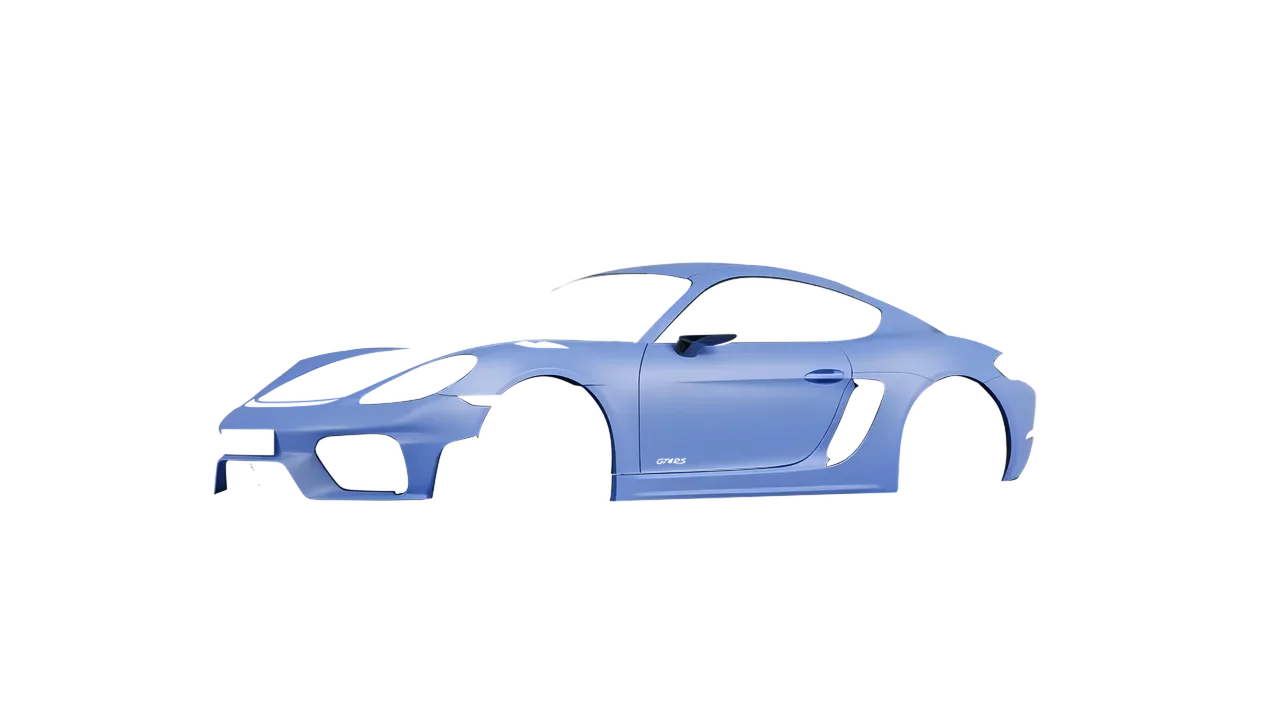Porsche 718 Cayman GT4 RS 2022 wrapped in Dreamline Blue (Avery Dennison SW900-616-O), front three-quarter view
