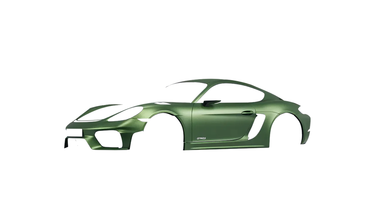 Porsche 718 Cayman GT4 RS 2022 wrapped in Apple Green (Avery Dennison SW900-745-M), front three-quarter view