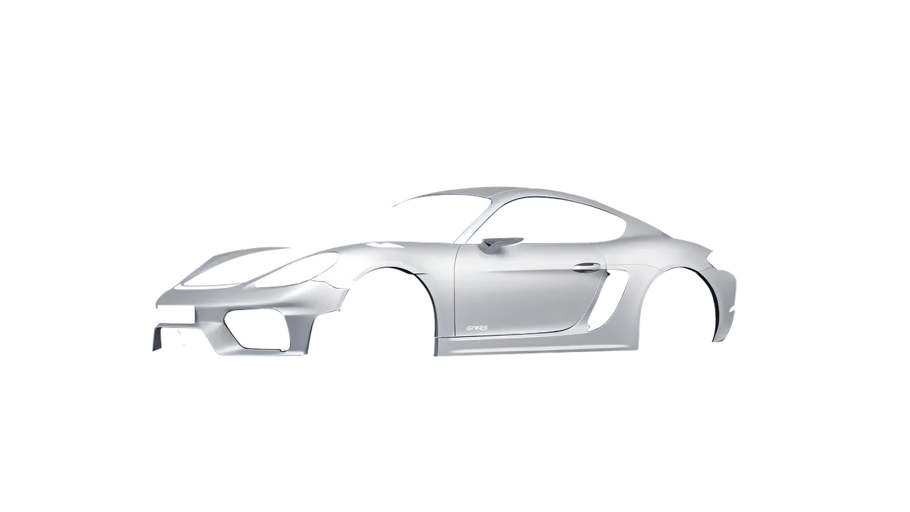 Porsche 718 Cayman GT4 RS 2022 wrapped in Matte Silver (3M M21), front three-quarter view