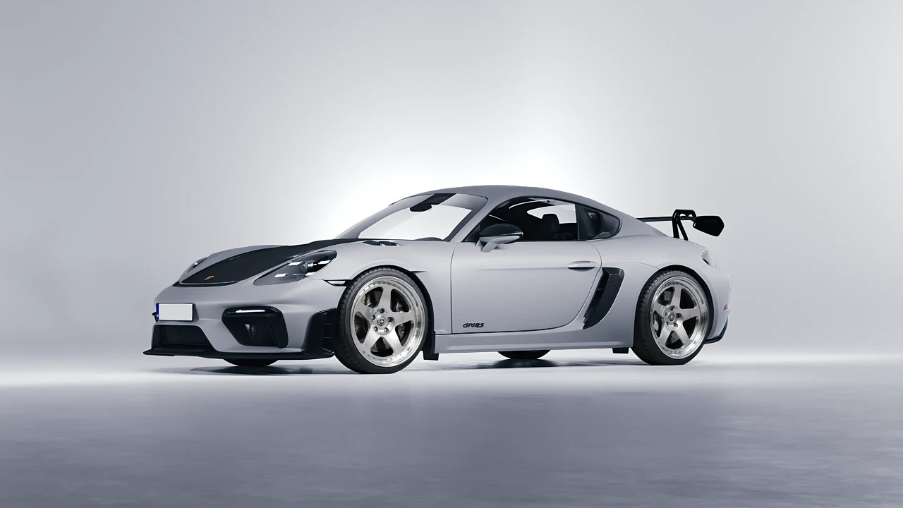 Porsche 718 Cayman GT4 RS 2022 on HRE Performance Wheels 305 forged wheels, front three-quarter view