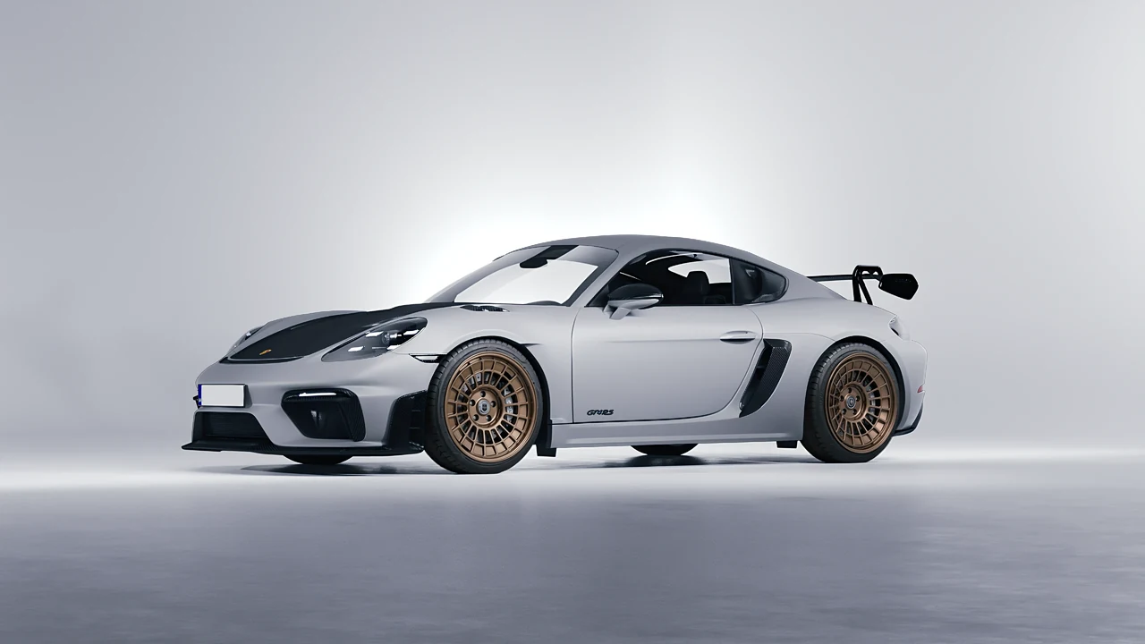 Porsche 718 Cayman GT4 RS 2022 on HRE Performance Wheels 515-GTM forged wheels, front three-quarter view