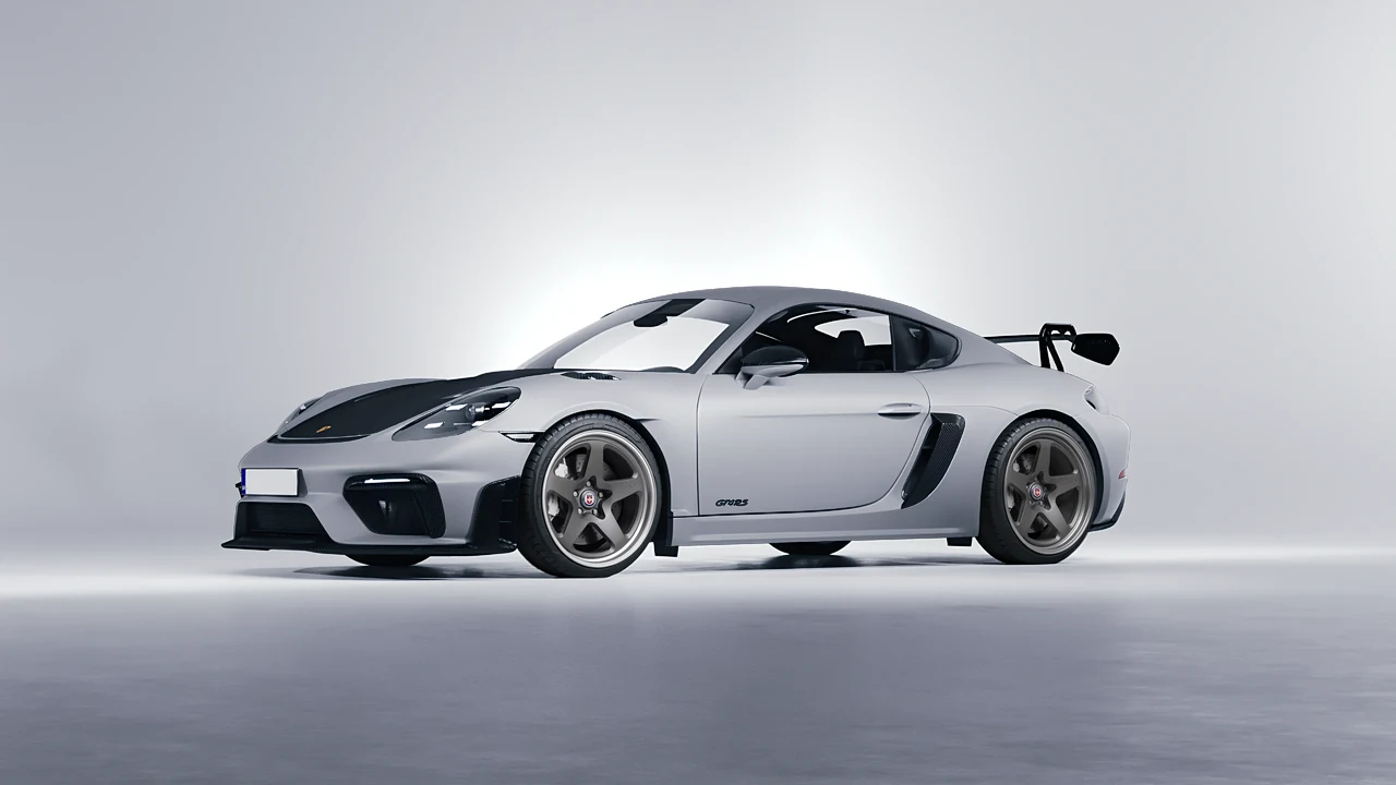 Porsche 718 Cayman GT4 RS 2022 on HRE Performance Wheels 527 forged wheels, front three-quarter view