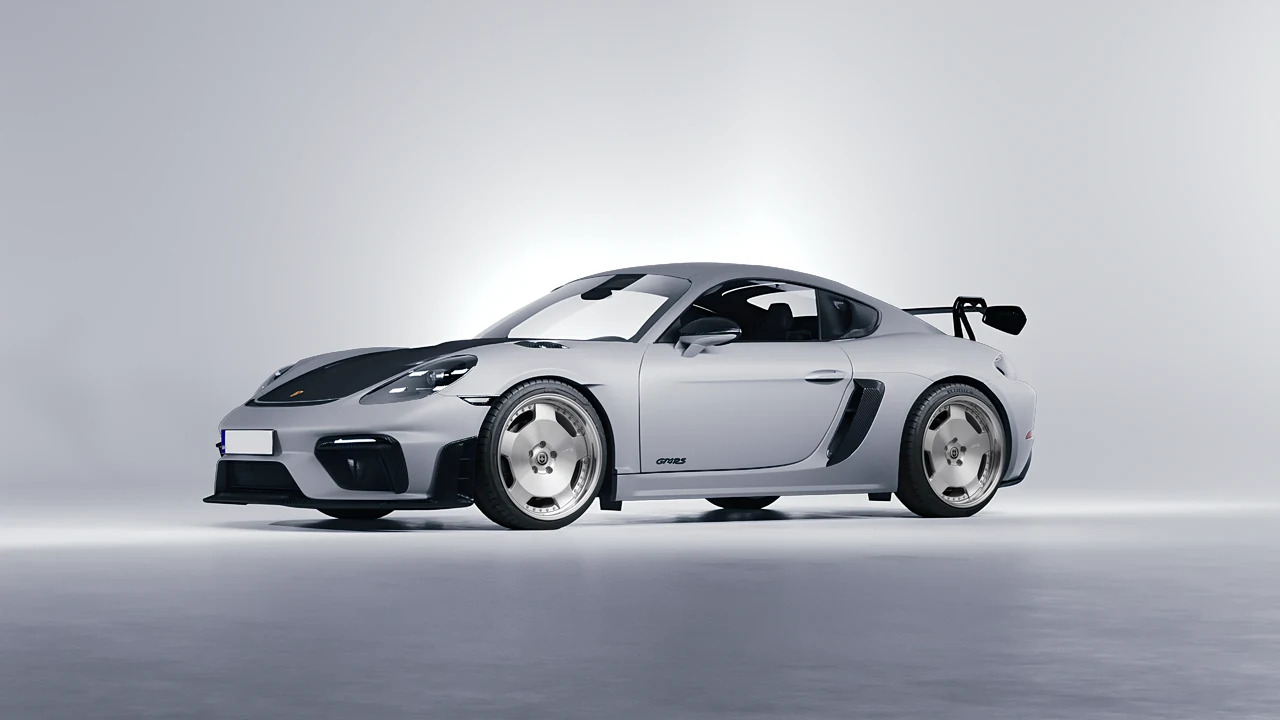 Porsche 718 Cayman GT4 RS 2022 on HRE Performance Wheels 544 forged wheels, front three-quarter view