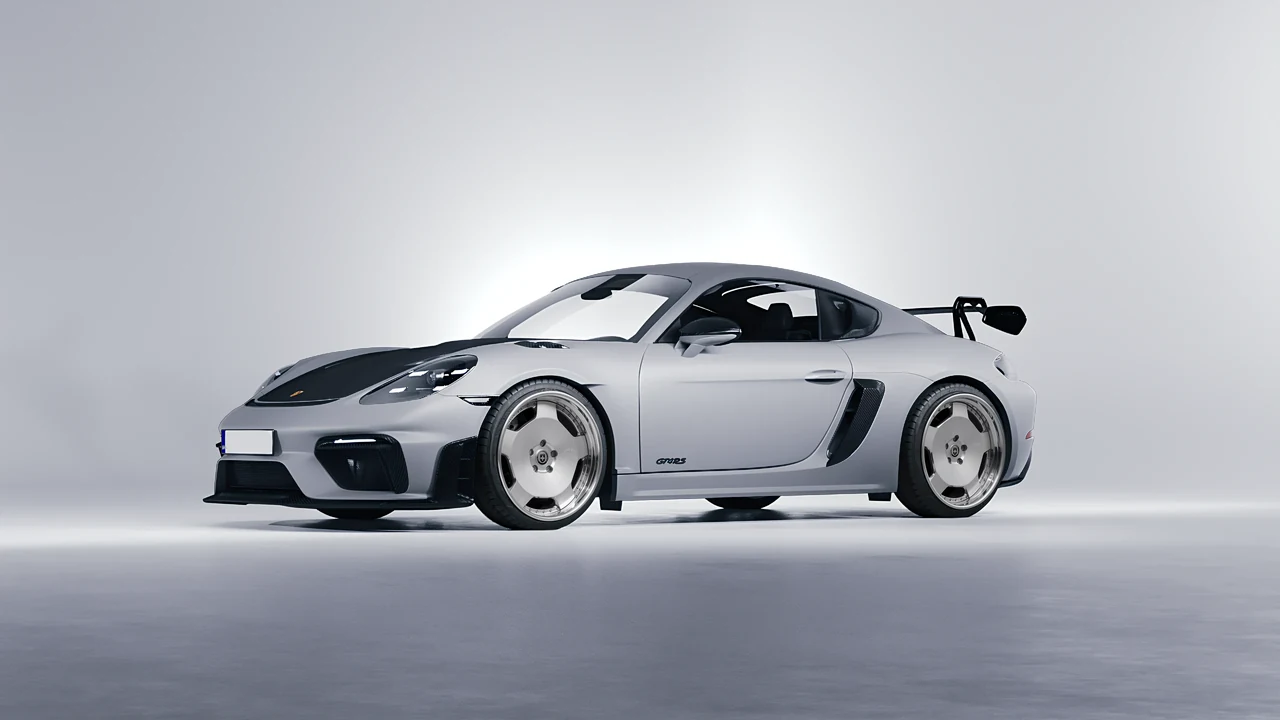 Porsche 718 Cayman GT4 RS 2022 on HRE Performance Wheels 544C forged wheels, front three-quarter view
