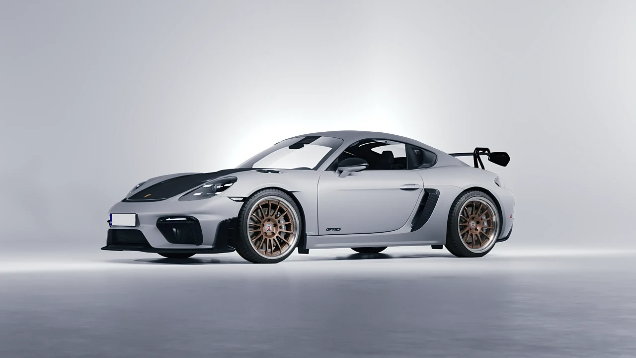 Porsche 718 Cayman GT4 RS 2022 on HRE Performance Wheels C109 forged wheels, front three-quarter view
