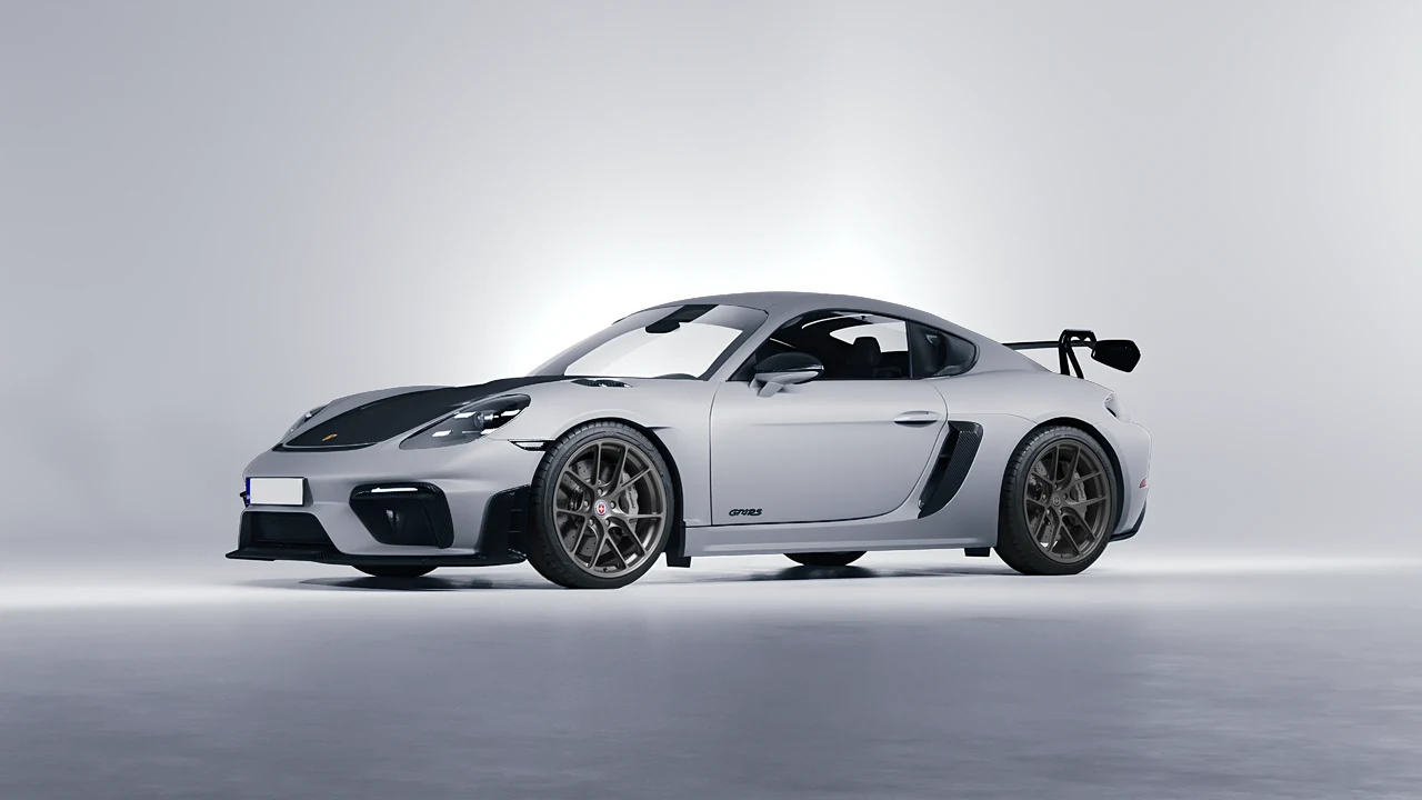 Porsche 718 Cayman GT4 RS 2022 on HRE Performance Wheels R101-Lightweight forged wheels, front three-quarter view