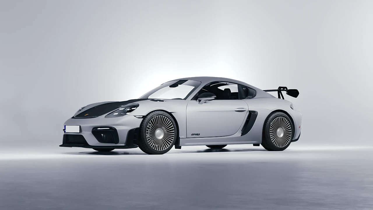 Porsche 718 Cayman GT4 RS 2022 on RDB LA 50 forged wheels, front three-quarter view