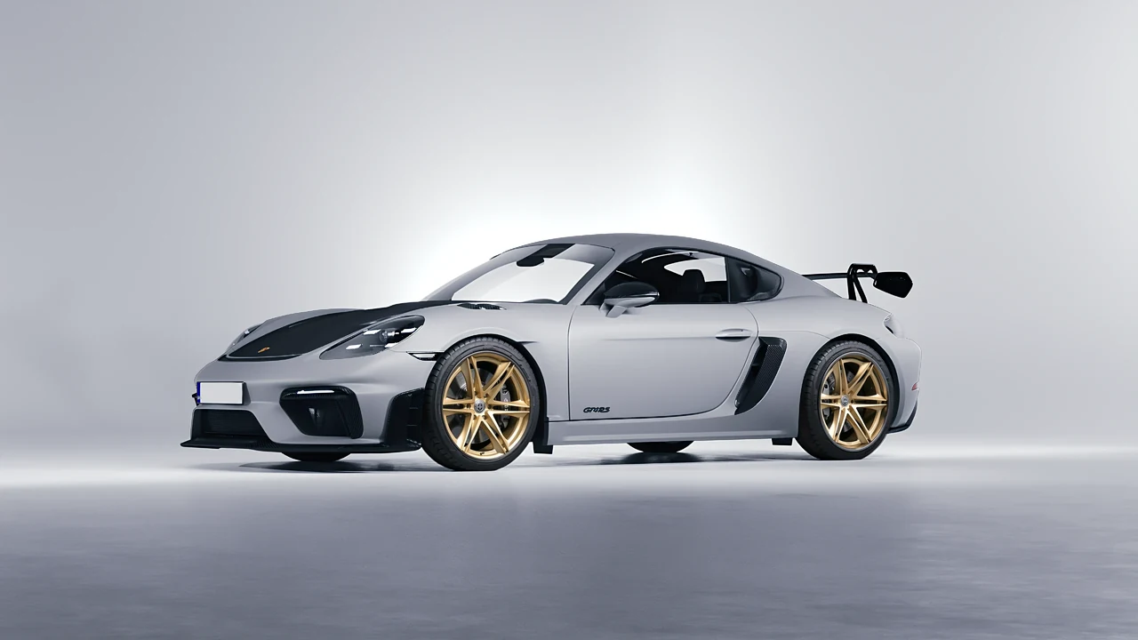 Porsche 718 Cayman GT4 RS 2022 on HRE Performance Wheels S267H forged wheels, front three-quarter view
