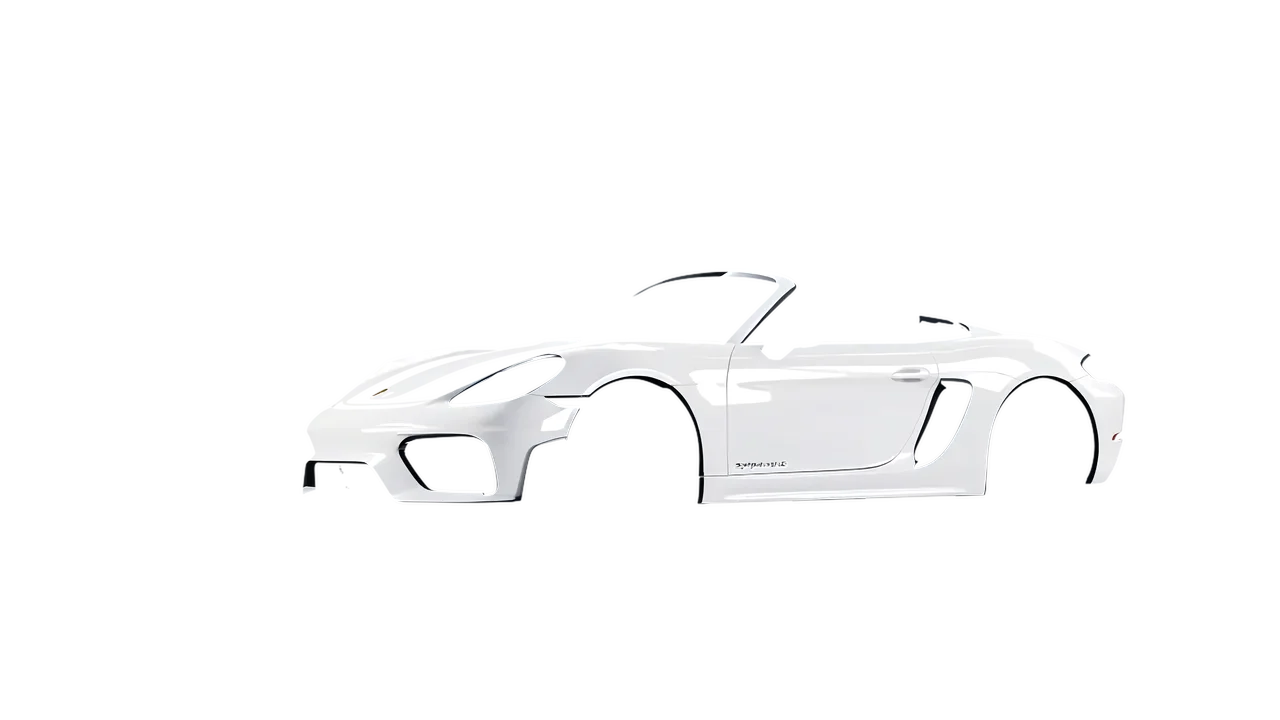 Porsche 718 Spyder RS 2023 wrapped in Gloss White (3M G10), front three-quarter view