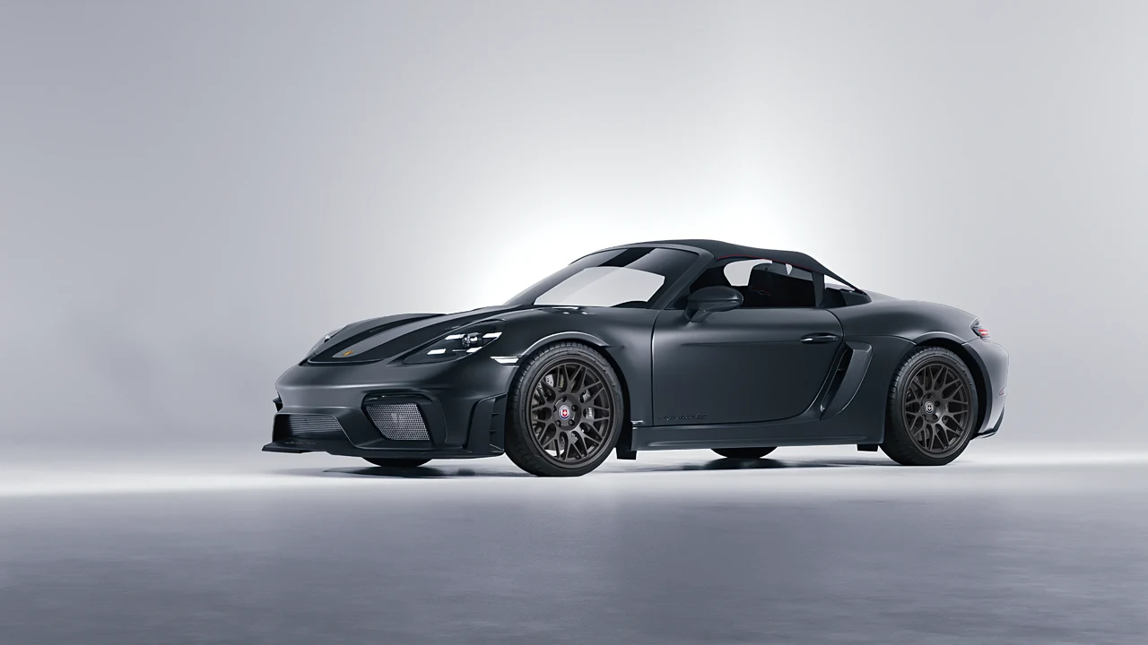 Porsche 718 Spyder RS 2023 on HRE Performance Wheels 300-GT forged wheels, front three-quarter view
