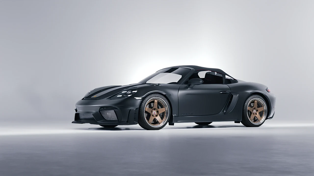 Porsche 718 Spyder RS 2023 on HRE Performance Wheels C105 forged wheels, front three-quarter view