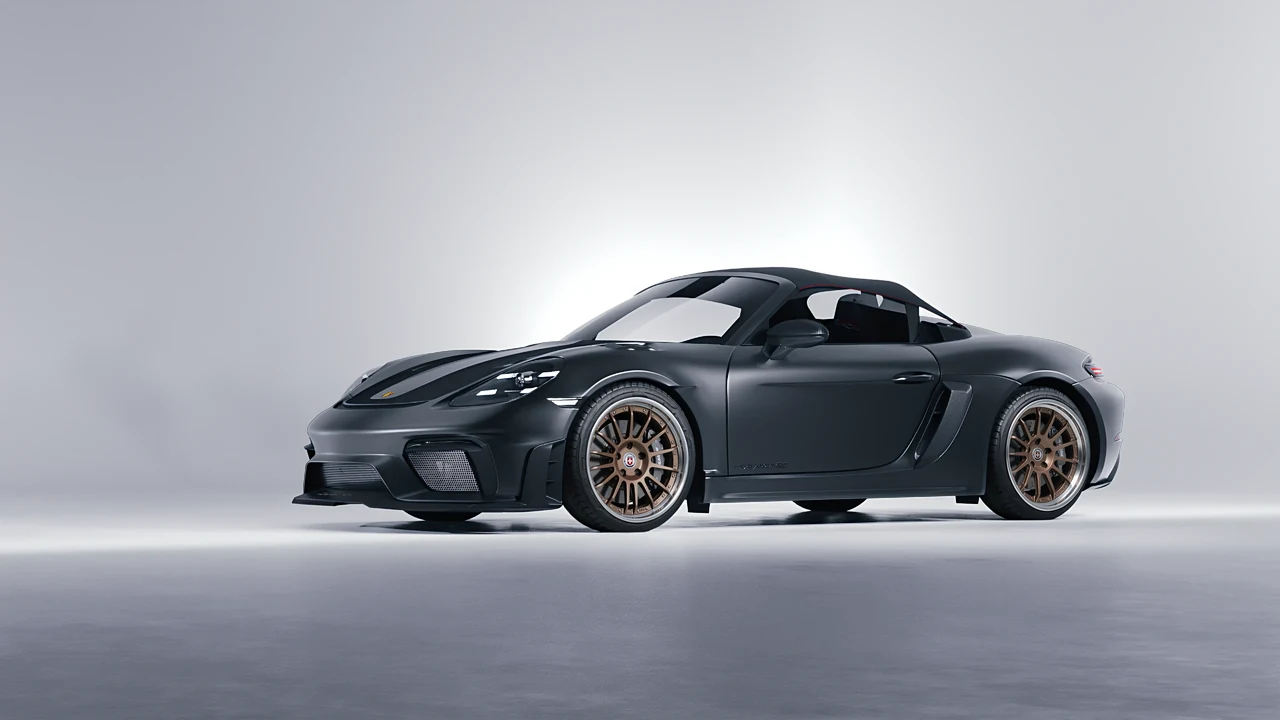 Porsche 718 Spyder RS 2023 on HRE Performance Wheels C109 forged wheels, front three-quarter view