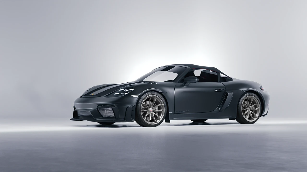 Porsche 718 Spyder RS 2023 on HRE Performance Wheels P201 forged wheels, front three-quarter view