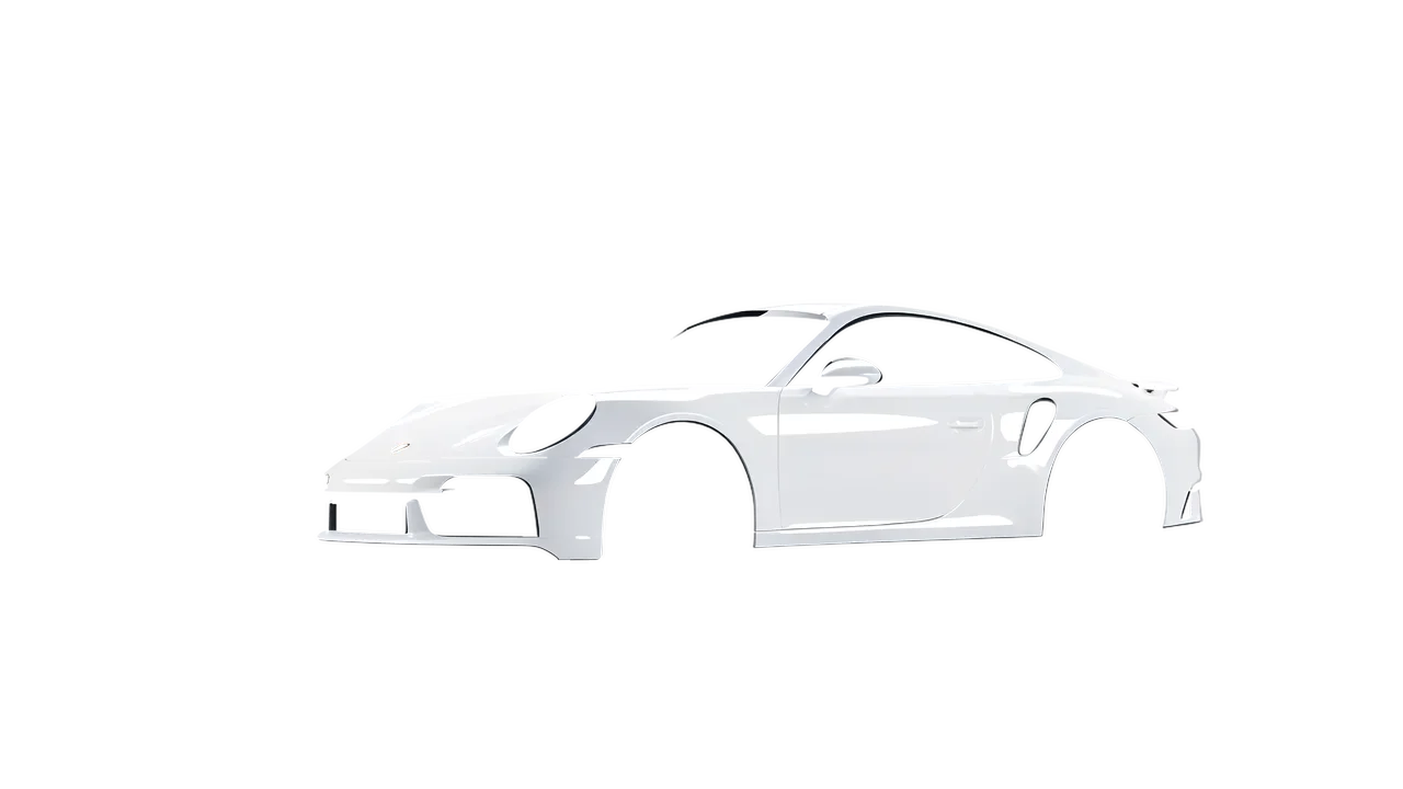 Porsche 911 Turbo S 2023 wrapped in Gloss White (3M G10), front three-quarter view