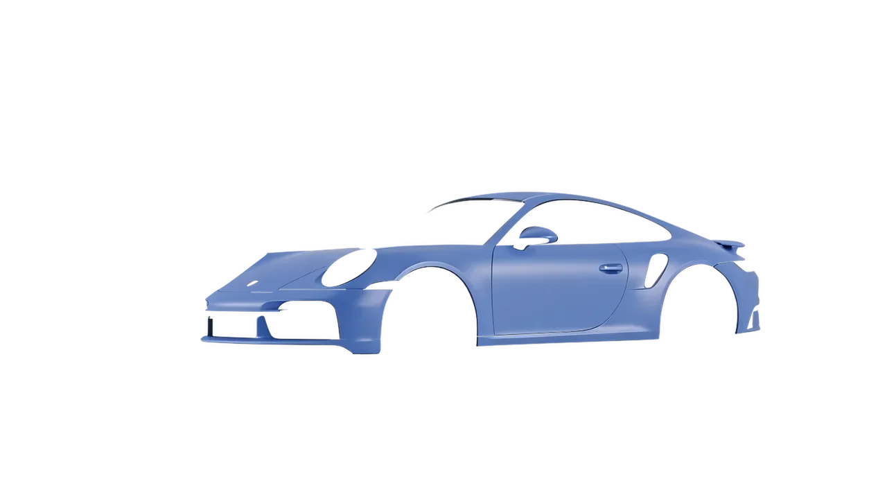 Porsche 911 Turbo S 2023 wrapped in Dreamline Blue (Avery Dennison SW900-616-O), front three-quarter view