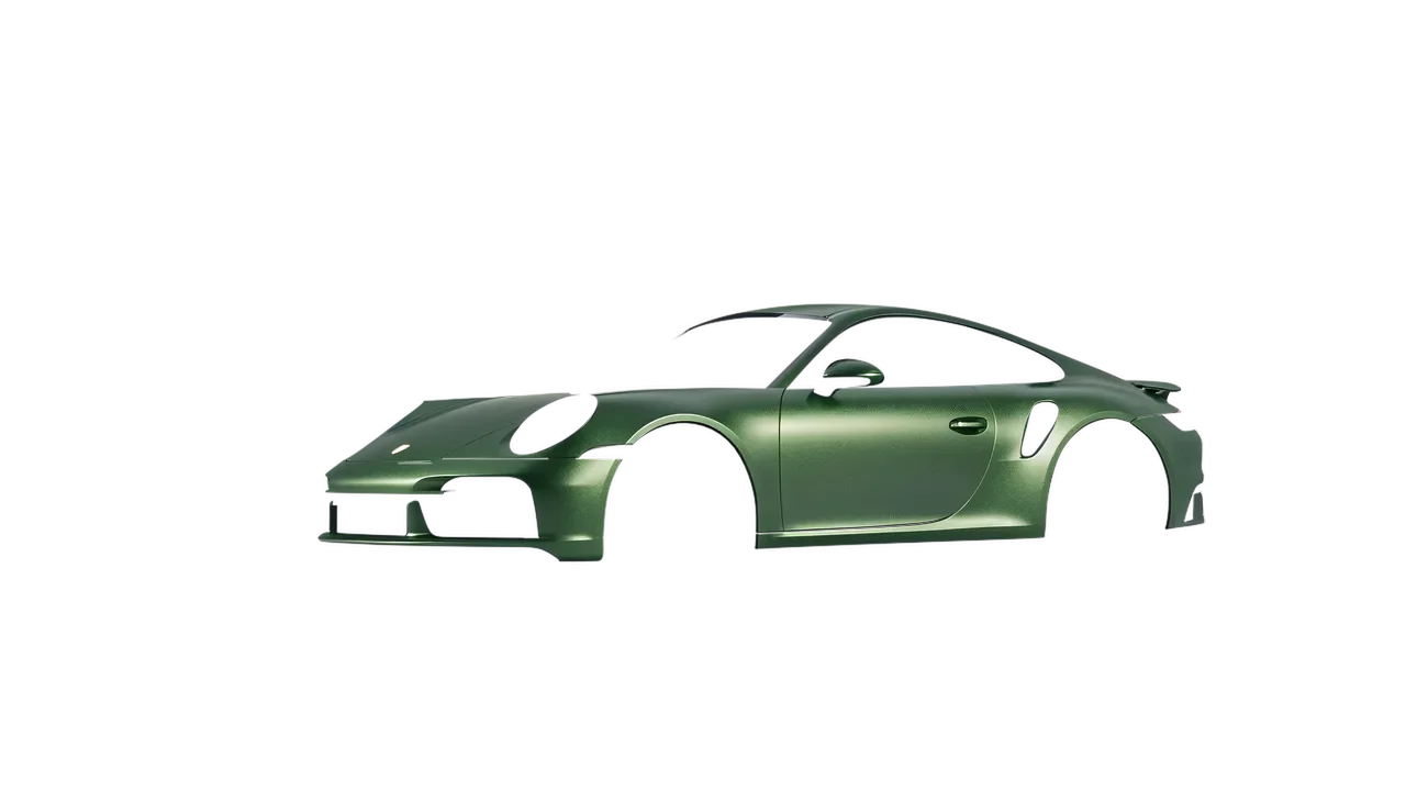Porsche 911 Turbo S 2023 wrapped in Apple Green (Avery Dennison SW900-745-M), front three-quarter view